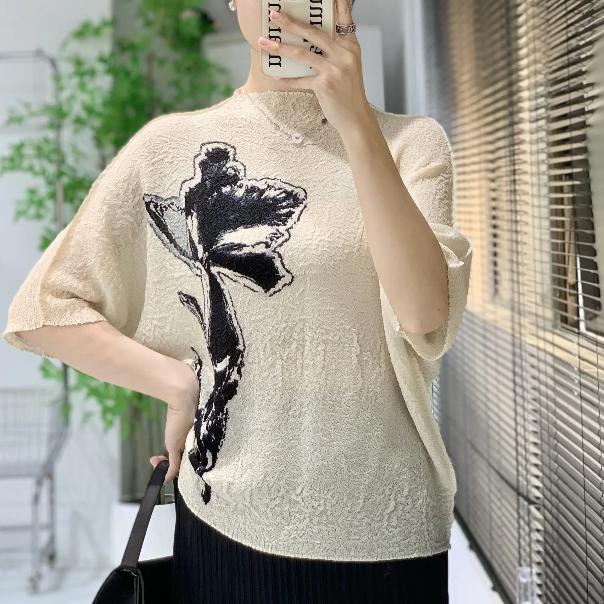 Удобная футболка San Qiang модный универсальный Свободный Топ из ткани с круглым