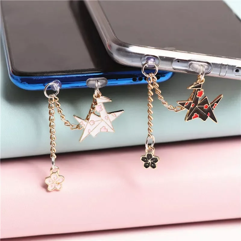 

Cartoon Anti Dust Plug Charm Kawaii Anime Charge Port Plug Thousand Paper Cranes Mobile Phone Dust Plugs Cap Cute For iPhone