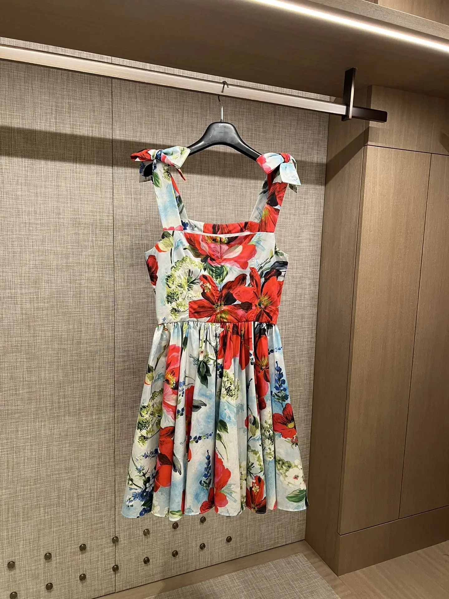 

Dress Women 2022 Summer New Cotton Print Flower Runway Strap Letter Sicily High Quality Sexy Luxury Brand Fashion Y2K