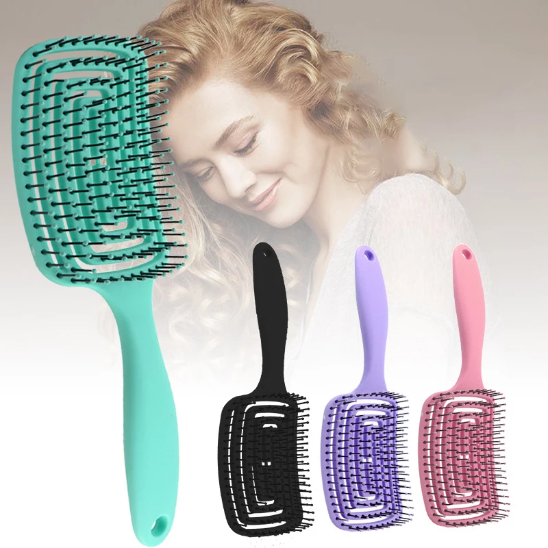 

Sdotter Wet Detangling Brush, Curved & Vented Design and Heat Flex Bristles Are Blow Dry Safe With Ergonomic Handle