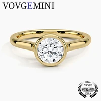 vovgemini 0 75ct moissanite engagement ring diamond vvs1 d color round 18k gold rings accessories for women with gra certified
