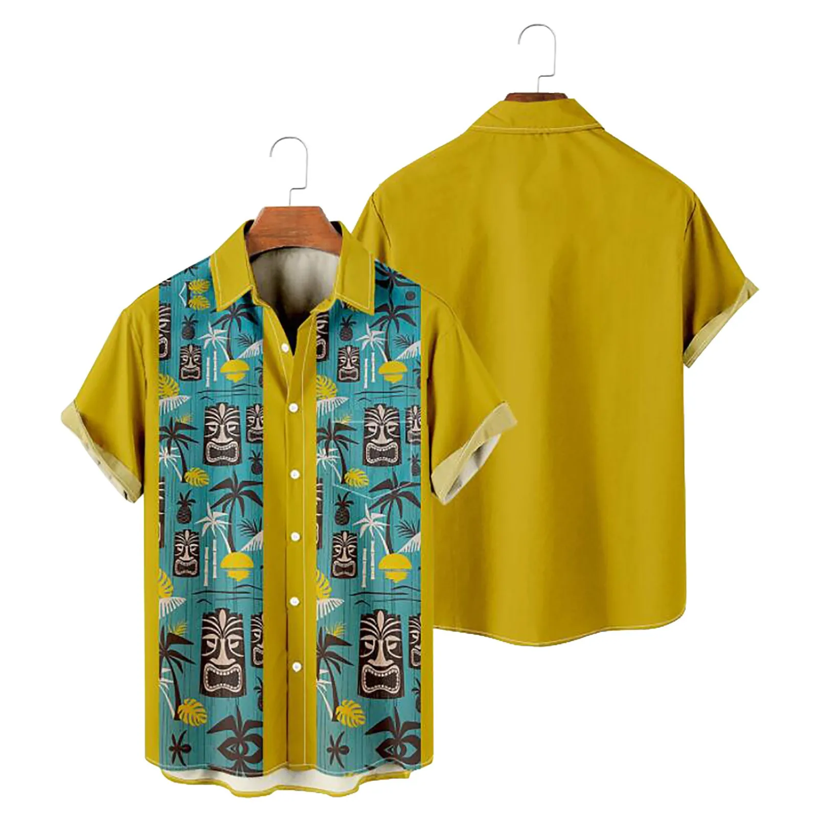 

Mens Short Sleeve T Shirts Mens Printed Hawaiian Shirts Short Sleeve Button Down Beach Shirts Shirt For Man Set 7