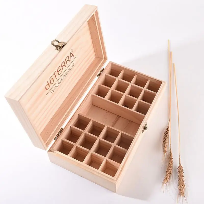 

Деревянная коробка для хранения эфирных масел с 25 отделениями, защитный деревянный контейнер для хранения чехлов, Коробка Для Хранения Драгоценностей и драгоценностей
