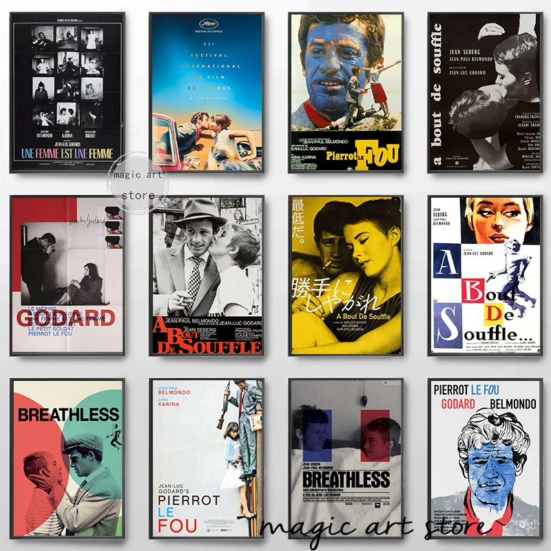 Картина из классического французского фильма Пьеро-фу, дышащая, от belworld Godardart, художественные плакаты, Картина на холсте, настенные картины, картины, домашний декор