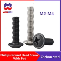 m2 m2 5 m3 m4 black white cross recessed round head phillips pan head with washer padded collar small screw bolt carbon steel