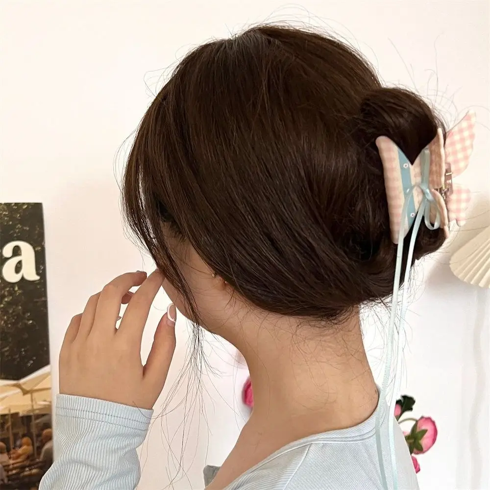 Милый пластиковый бант для волос коготь цветок лента бабочка зажим головной убор