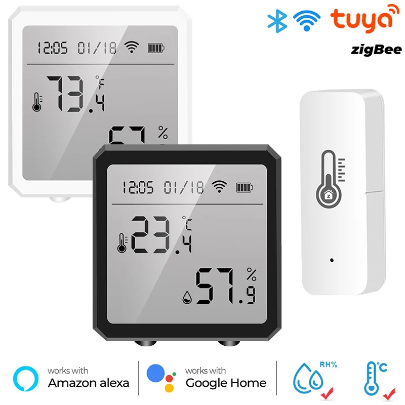 

Tuya WiFi+Bluetooth Dual-mode Temperature Humidity Sensor Indoor ZigBee Hygrometer Alarm Voice Control for Alexa Google Home