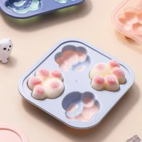1pcs silicone cute cats paw ice cream mold diy homemade popsicle mold ice cube tray popsicle bucket baking tool