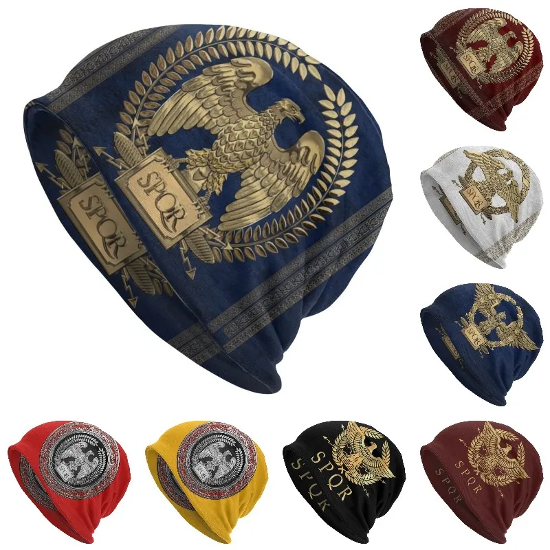 

Roman Empire Gold Imperial Eagle Beanie Cap Unisex Winter Warm Bonnet Knitting Hats Outdoor Rome SPQR Skullies Beanies Caps