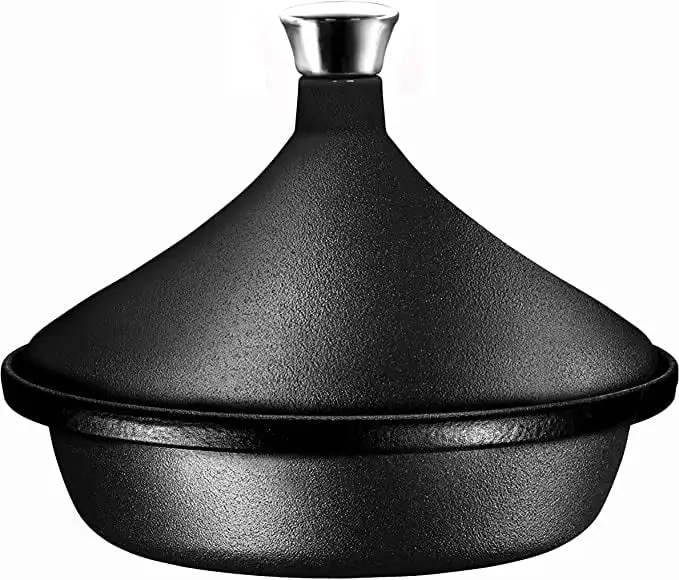 

| Cast Iron Pre-Seasoned Tagine Pot Wcast Iron Lid 4 Quart Stove Safe