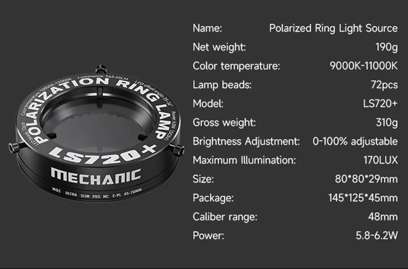 

MECHANIC LS720+ LS360 Поляризованная кольцевая лампа для микроскопа