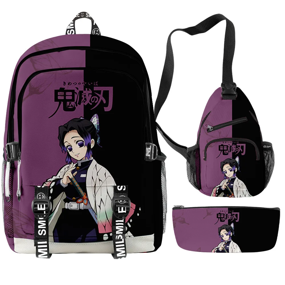 

2022 рюкзак Kimetsu No Yaiba Tomioka Giyuu Demon рюкзак Slayer 3 шт./комплект школьный рюкзак нагрудная Сумка Чехол Карандаш для мальчиков девочек студентов рюкз...