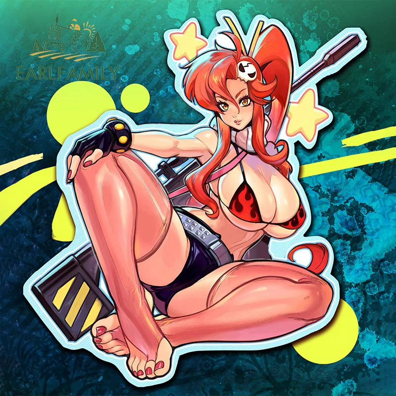 EARLFAMILY 13cm x 11.8cm for Tengen Toppa Gurren-Lagann Yoko Car Stickers Personality Scratch-Proof Decals Door Protector |