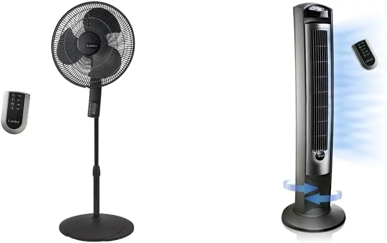 

S16612 Oscillating 16\u2033 Adjustable Pedestal Stand Fan with Timer, Thermostat and Remote for Indoor, Bedroom, Living Room, 16