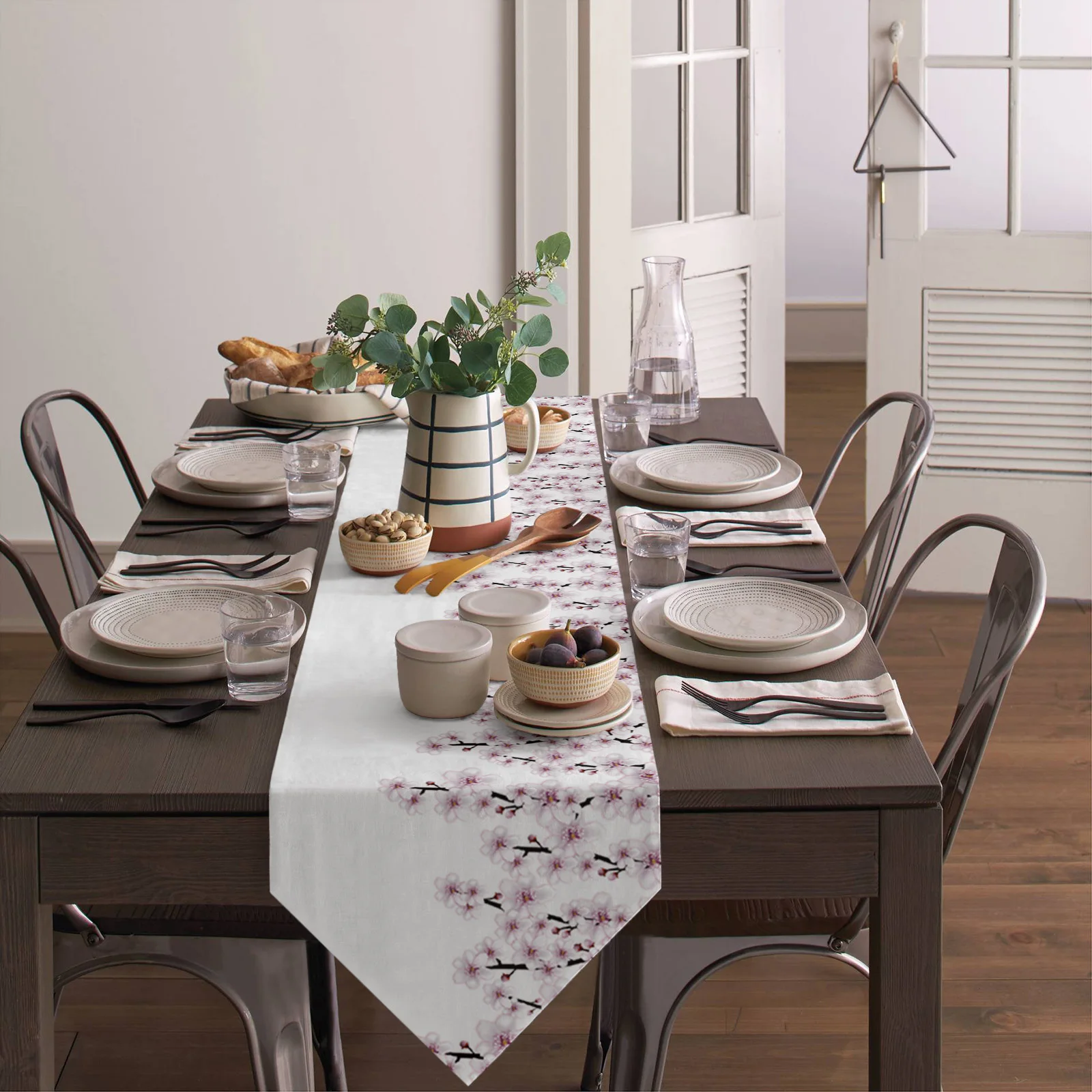 Весенняя скатерть в виде ветки цветущей вишни свадебное украшение для стола