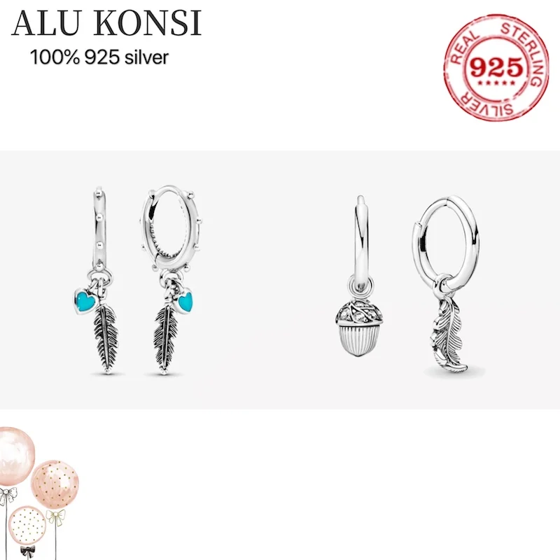 

Hot Sale high quality 100% 925 Sterling Silver Fit Original pan earrings For Women temperament luxury DIY Jewelry wedding gift