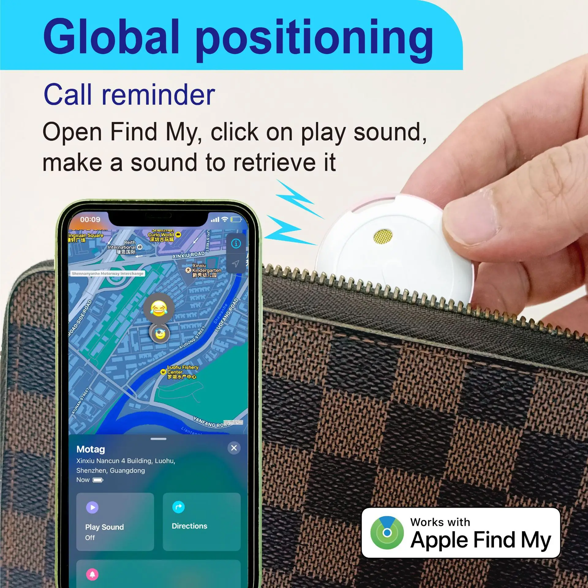 Фото CD P20 AirTag Умный Bluetooth-трекер для iPhone и Android, устройство против потери, локатор для кошелька, трекер для Xiaomi. №3