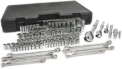 

Pc. 1/4", 3/8" & 1/2" Drive 6 & 12 Pt. Mechanics Tool Set, Standard & Deep, SAE/Metric - 89058