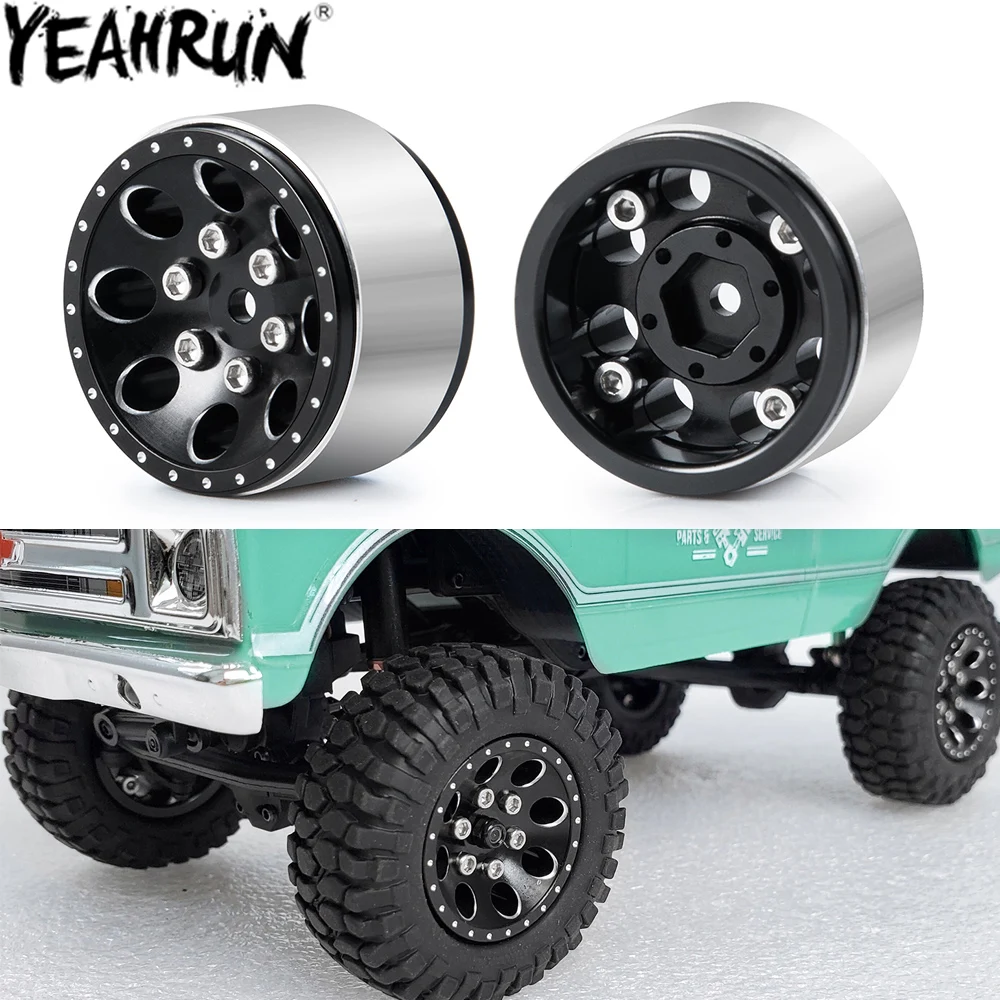

YEAHRUN 4PCS 1.0" Beadlock Wheel Rims CNC Aluminum Wheel Hub for 1/24 RC Crawler Car Axial SCX24 90081 AXI00002 Upgrade Parts