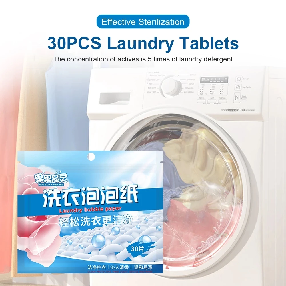 

30 PCS Laundry Detergent Sheets for Washing Machine Easy Dissolve Laundry Tablets Strong Deep Cleaning Detergent Laundry Soap