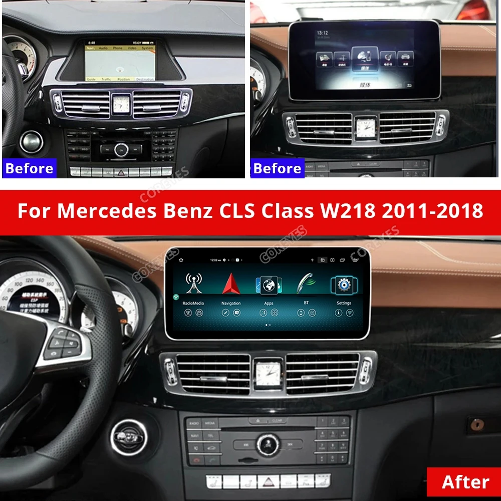 o przekątnej 10 25 cala z systemem Android 12 do Mercedes CLS Class W218 2011-2018 Carplay Odtwarzacz multimedialny Nawigacja GPS Jednostka główna