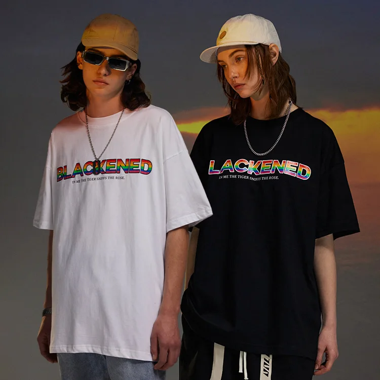 

2022 Spring/summer Fashion Hip Hop Brand Simple Colorful Letter-printed Loose Short-sleeved TShirt for Men