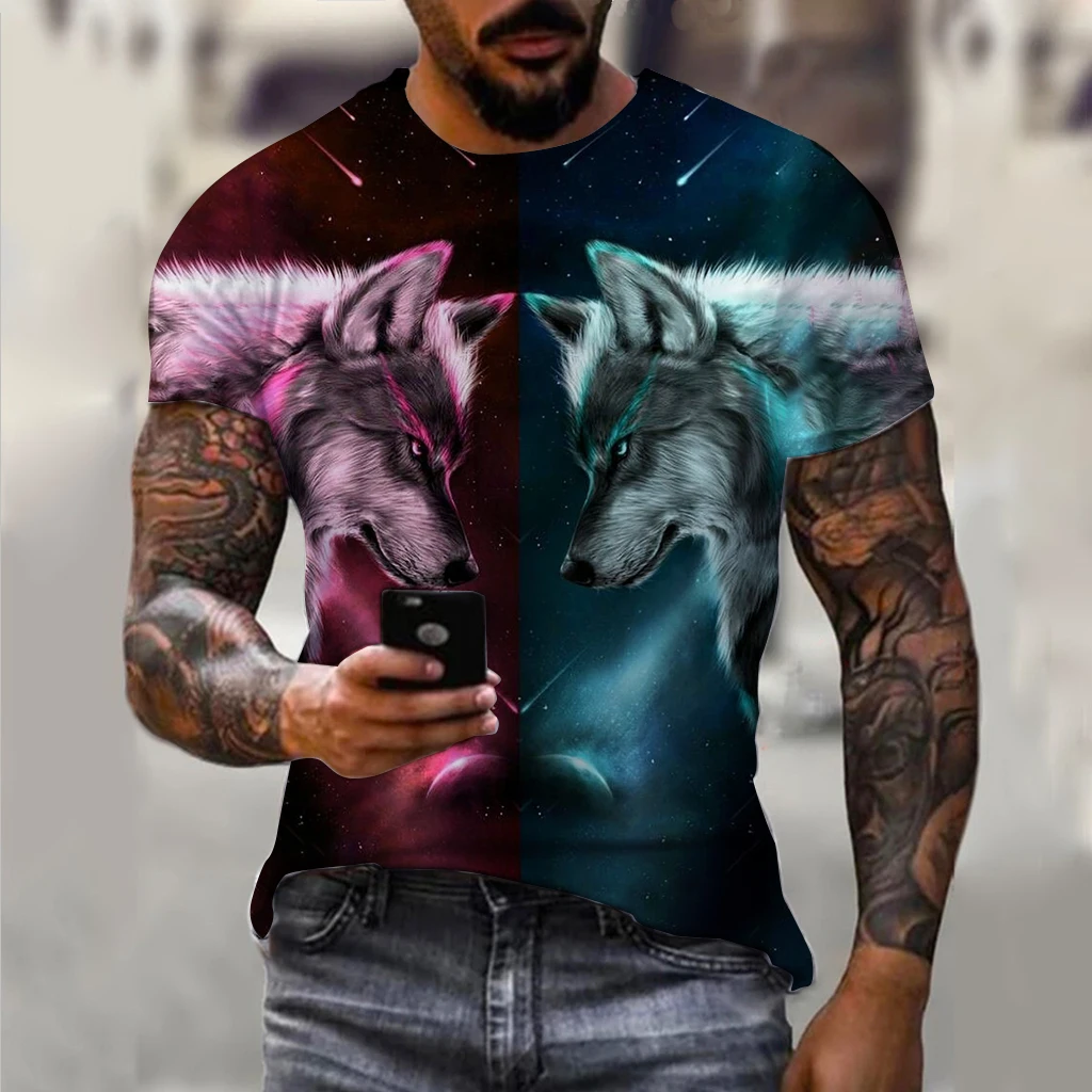 

Vintage T Shirts For Men 3D Printed Yin-Yang Animal Graphic Tops Summer Short Sleeve Tee Oversized O-Neck t shirts Mens Clothing