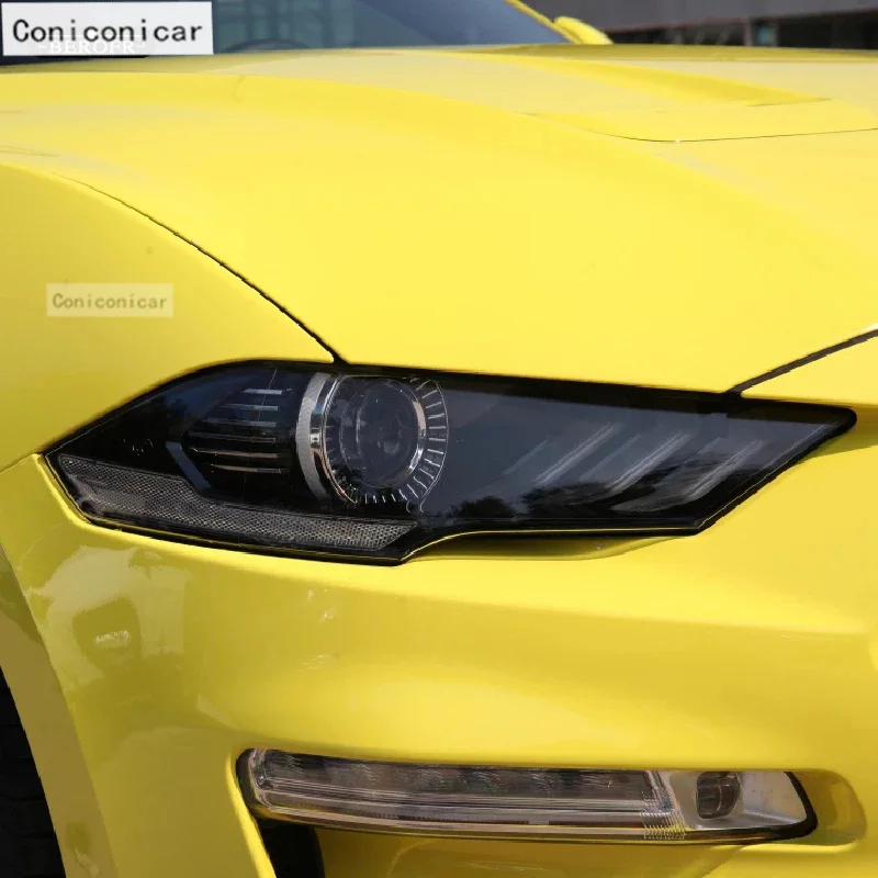 

Защитная затеняющая пленка для передних фар автомобиля Ford Mustang 2015, Shelby GT500, дымчато-черная прозрачная наклейка из ТПУ