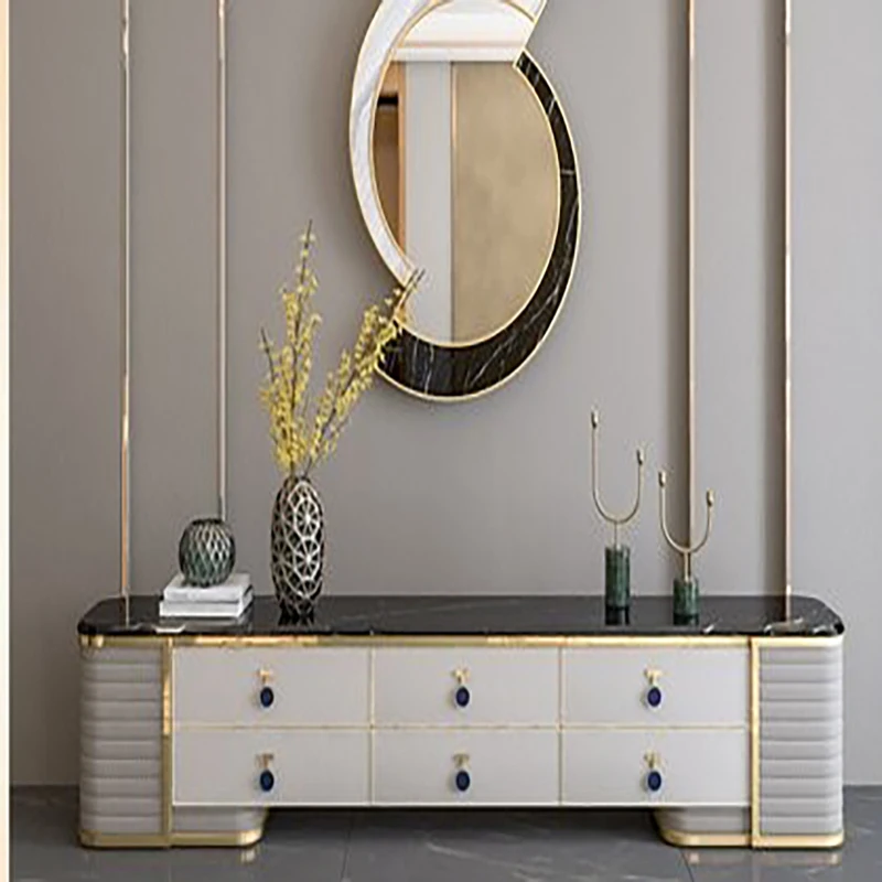 

Hong Kong-style light luxury marble Italian coffee table TV cabinet post-modern minimalist combination furniture high model