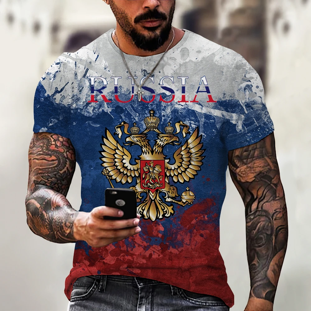 

Russian Flag Printed Men's T-Shirt, Boys' And Girls' Round Neck Short Sleeve Shirt, Fashion And Leisure, Large 6XL,Summer 2022