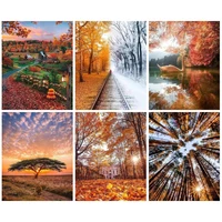 ruopoty oil painting by numbers landscape hand painted on canvas diy pictures by number tree kits home decoration