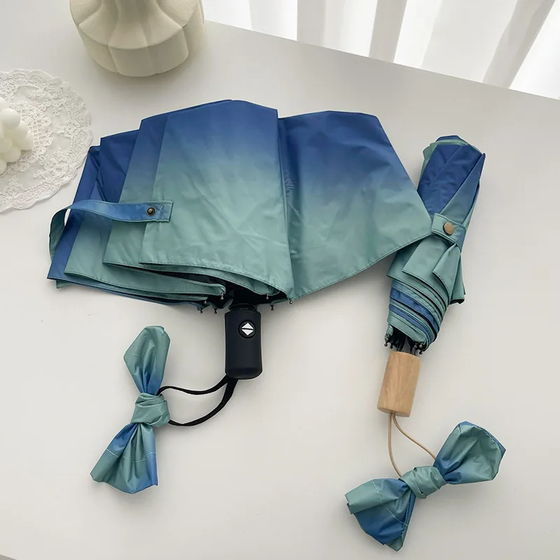 

New High Quality Gradient Umbrellas Parasol Folding Men Umbrellas Rain For Womens UV Windproof Umbrella