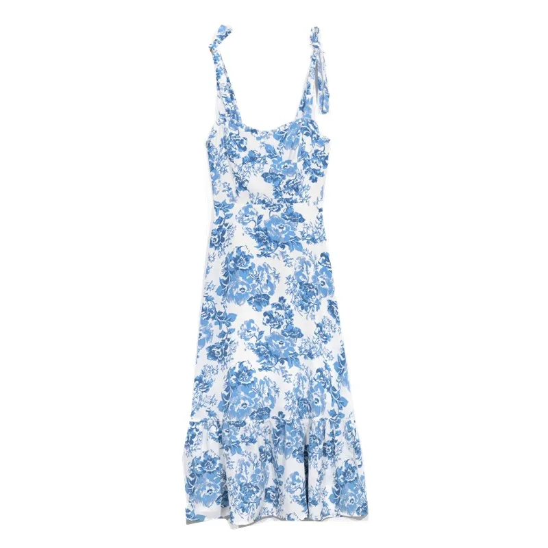 Женское винтажное платье во французском стиле голубое или белое с цветочным