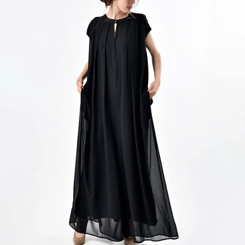 

Черное Шифоновое Платье в минималистском стиле, Свободная Повседневная модная юбка-брюки для поездок в корейском и японском стиле, Новинка ...