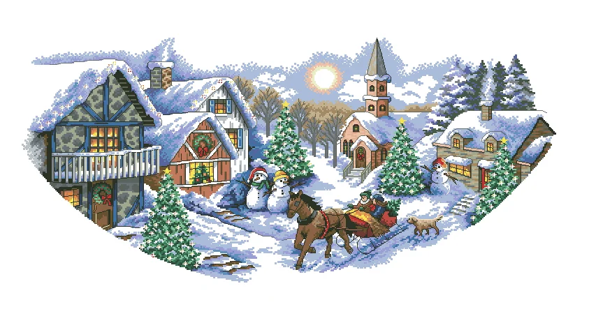 

Сани катание дерево юбка вышивка искусство Вышивка своими руками наборы для вышивки крестом 14 карат непечатный домашний декор Ручная работ...