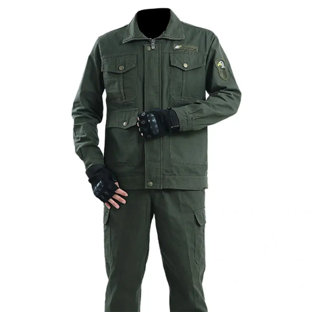 

2 Pcs/Set Terrific Coat Suit Elastic Waist Men Suit Breathable Soft Coat Suit Extra Big Pockets