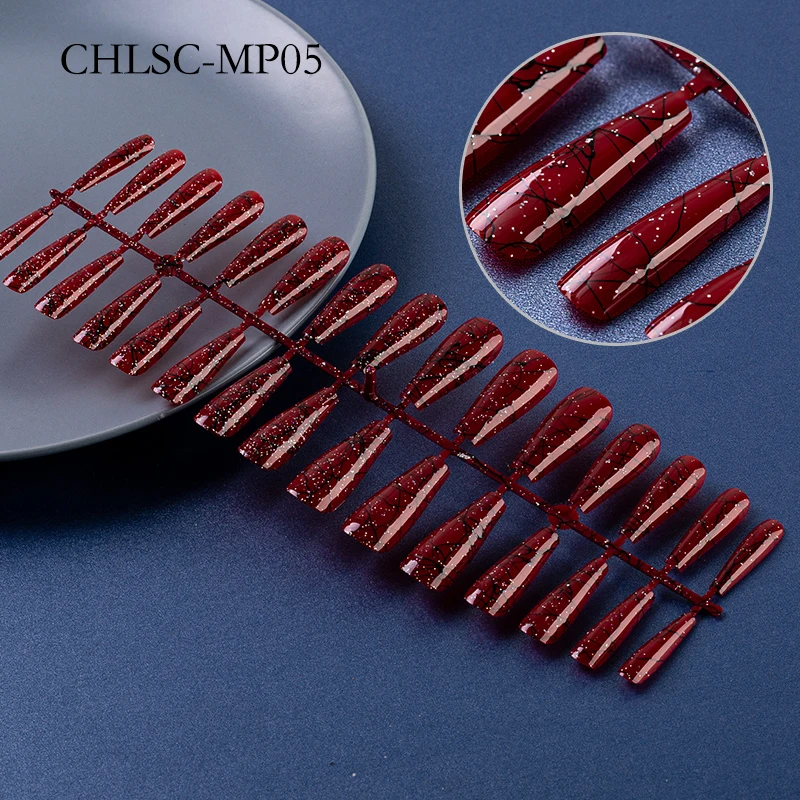 30 шт черная линия матовый балетки гроб поддельные пудра для ногтей с блестками