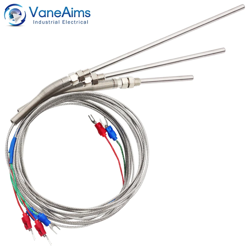 

VaneAims Thermocouple M8 0.5m 1m 2m 3m Type K J PT100 50mm 100mm 150mm 200mm Compression Spring Probe Temperature Sensor 0-400℃