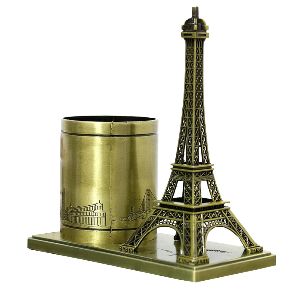 

Eiffel Tower Organizer Statue Desk Decoration Decor Paris Ornaments Tabletop Desktop Desk Brush Pen Holder Makeup Gifts