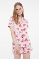 trendyol watermelon patterned knitted pajamas set thmss21pt0670