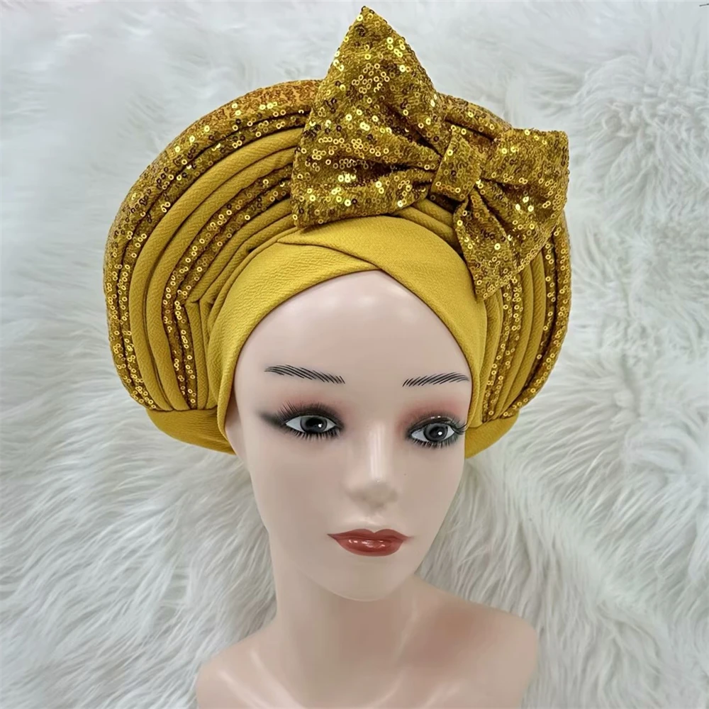 Африканский головной убор женский с блестками Sego новейший дизайн королевский