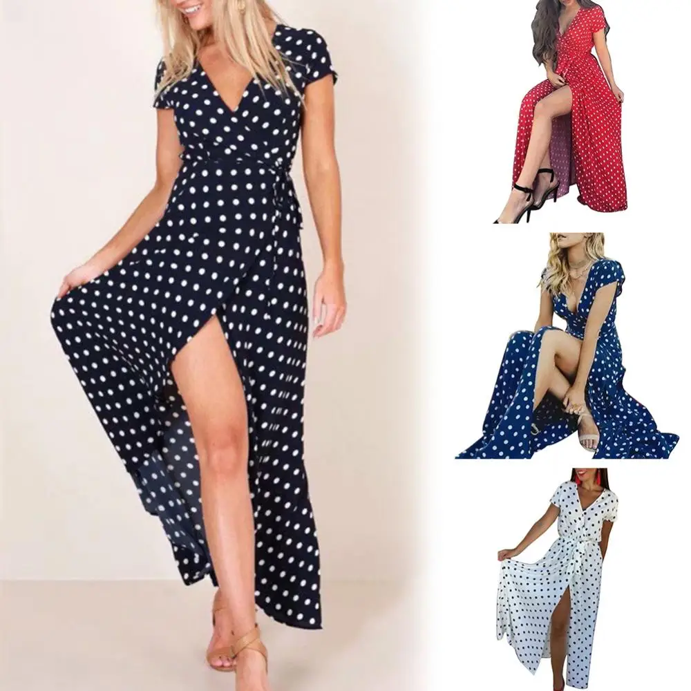 Богемное женское сексуальное облегающее Платье макси с высоким разрезом в