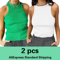 Two Piece white fashion Summer Sexy Backless clothes Shirts t shirts y2k top women Tank Top Sleeveless Camis top women Vest