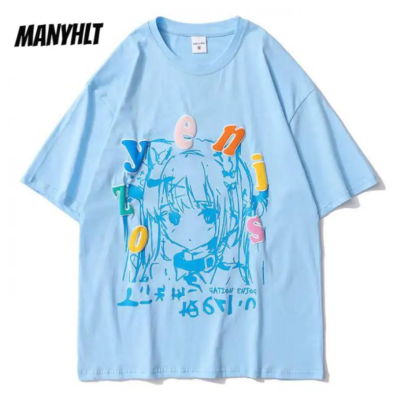 

2022 Mens Anime Tshirt Streetwear Hip Hop Japanese Cartoon Girl Print Cotton Tee Shirts Male Harajuku Casual Short Sleeve Tops