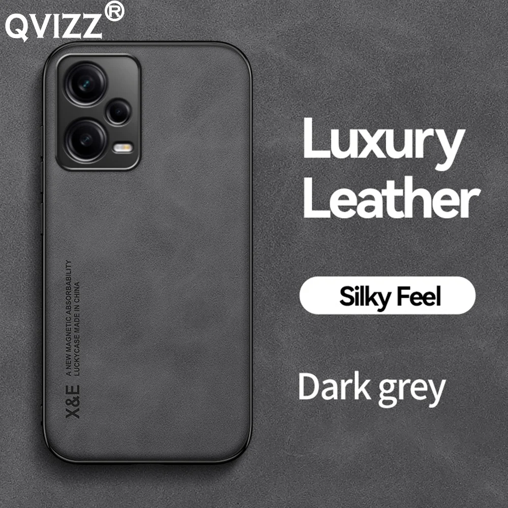 

Luxury Leather Case for Xiaomi Redmi Note 12 Pro+ Plus Note12pro+ Car Magnetic Holder Soft Edges Phone Cover RedmiNote12pro+plus