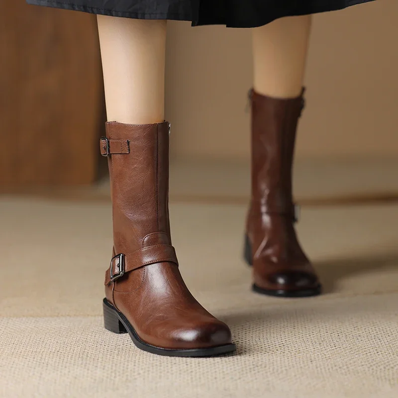 Винтажные ковбойские сапоги в стиле вестерн с металлической пряжкой на ремне