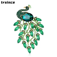 exquisite crystal rhinestone zircon peacock brooch for women attending banquet prom dress accessories pin animal brooches