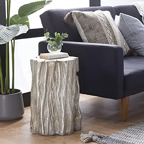 

Tree Trunk Accent Table, 13" x 13" x 19", Silver