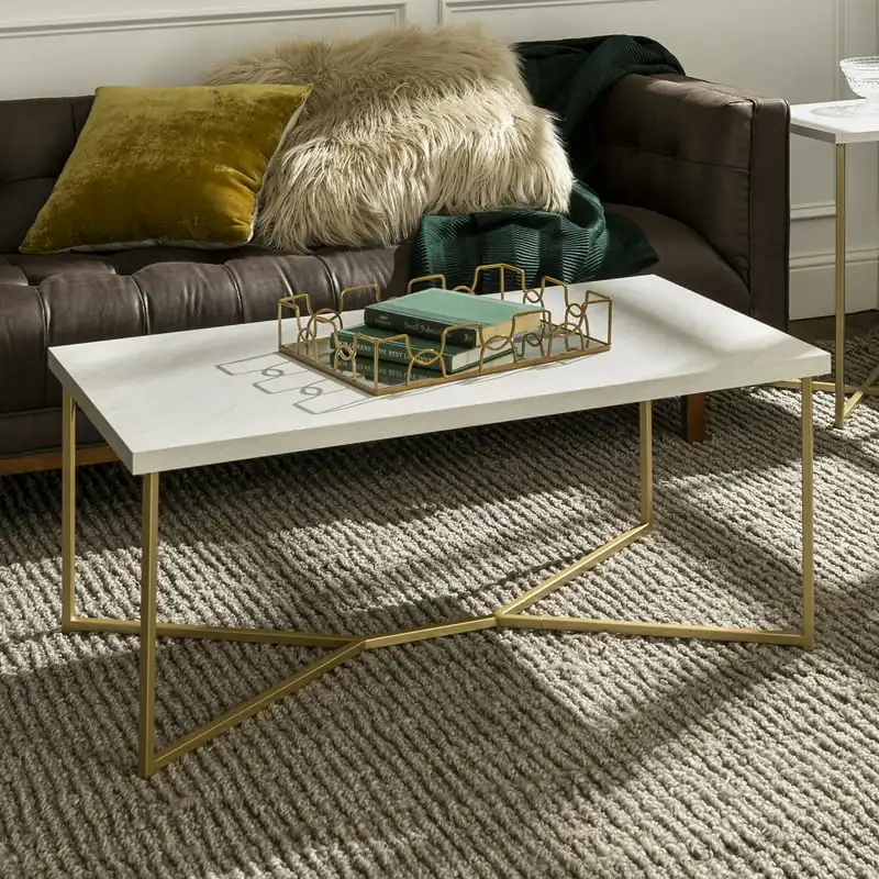 

Y-Leg White Faux Marble and Coffee Table
