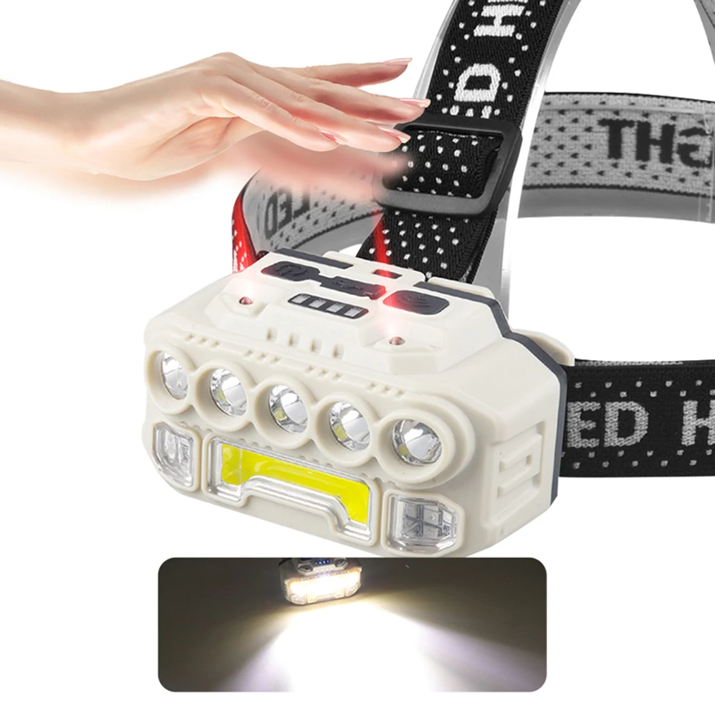 

XPE Wave Sensor Headlight 500LM COB Head Light Torch 1200mAh Type-C USB Rechargeable IPX4 Waterproof for Camping Fishing Hiking